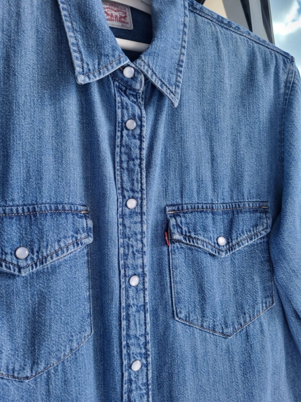 Levi's Medium Blue Denim Western Shirt with Snap Pockets